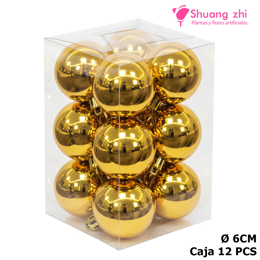 Caja bolas navidad 6CM 12PCS Color Oro?1787617809
