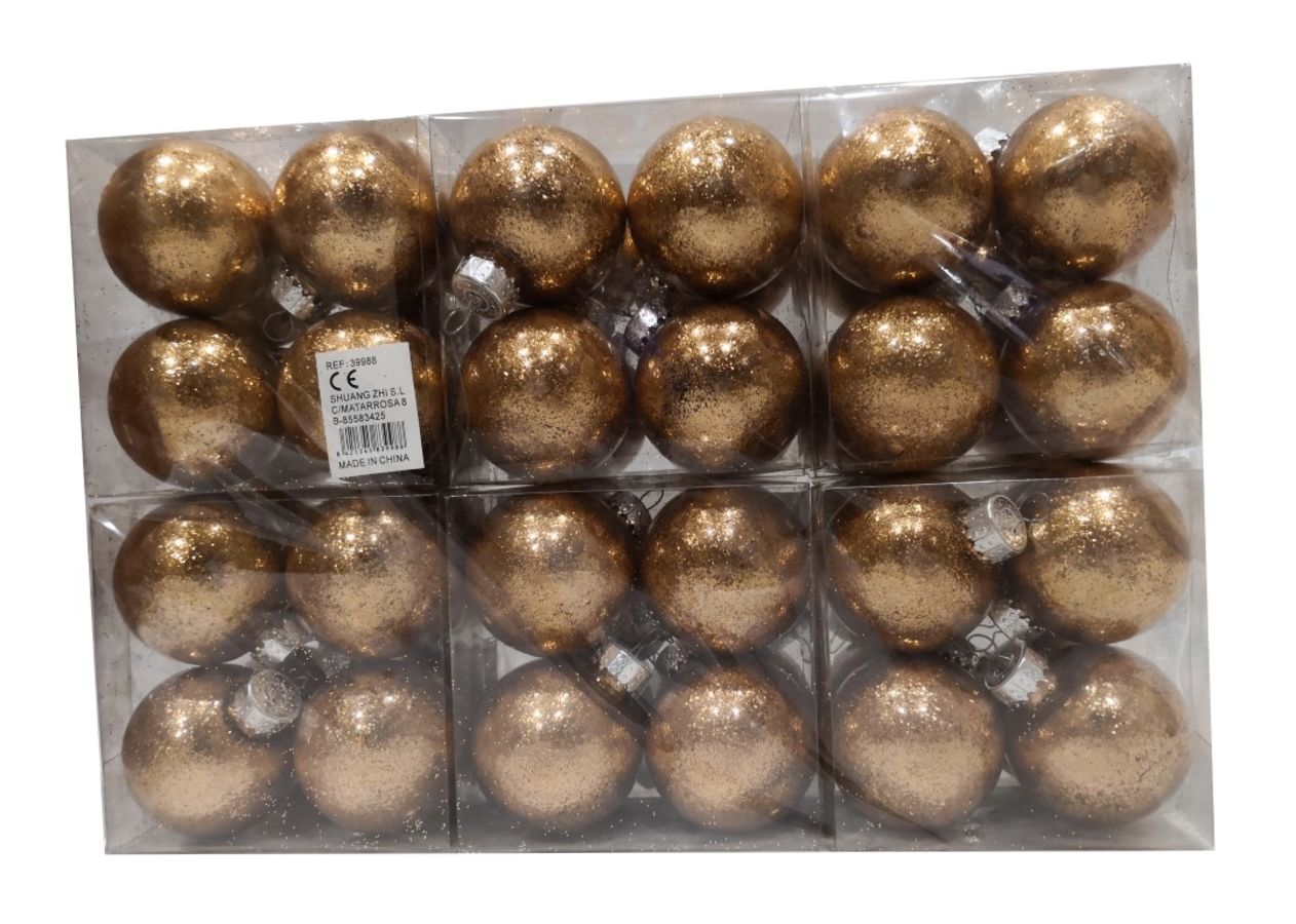 Caja 4 unid bolas de navidad color dorado 8cm diametro?1787598306