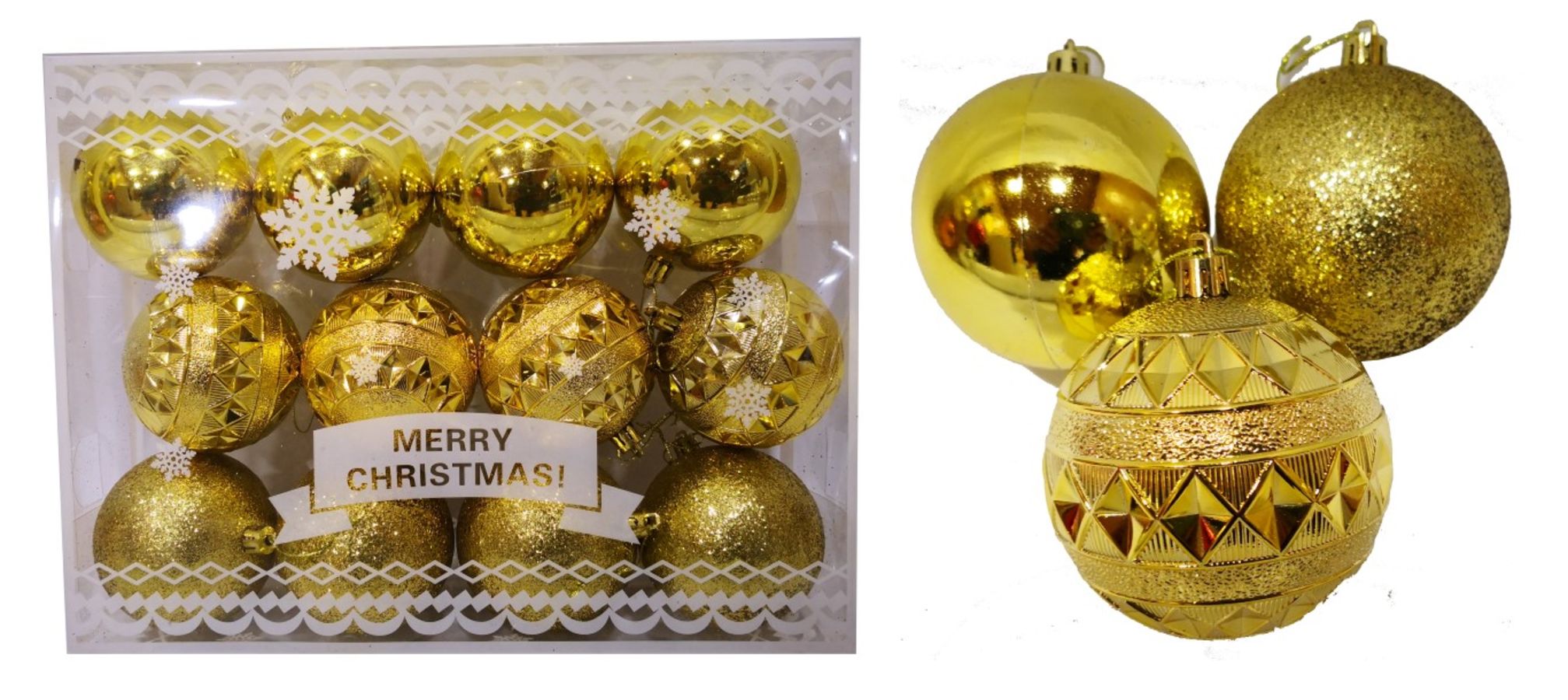12unid bolas de Navidad modelo surtido 8cm diametro color dorado?1787602667