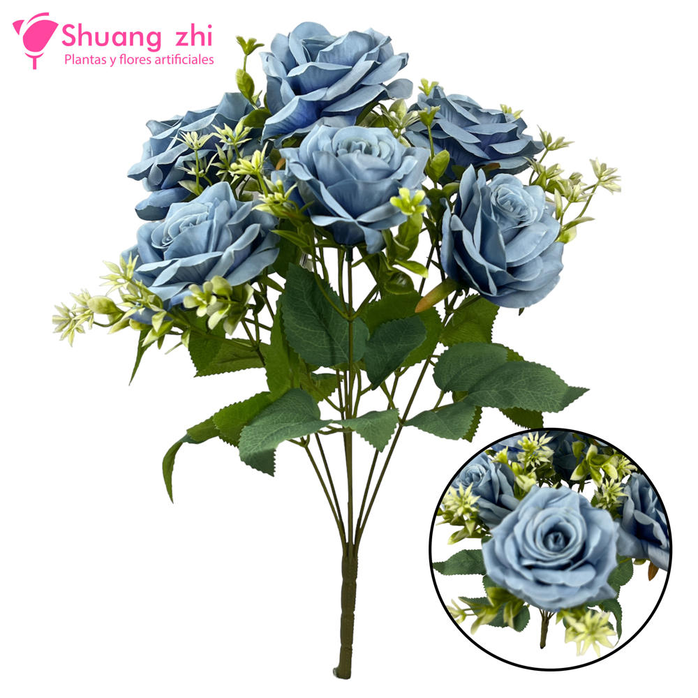 Flor ramo santos 44cm 7 cabezas Azul?1787631457