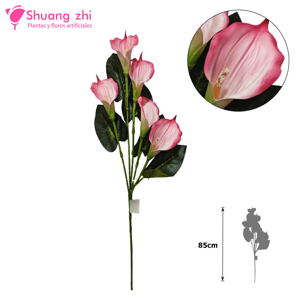 Flor Cala Lirio de Agua 5 Cabezas 85cm Color Fucsia claro?1787606183