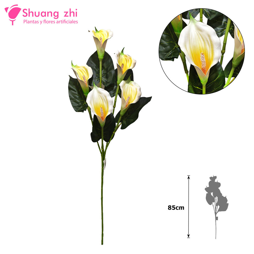 Flor Cala Lirio de Agua 5 Cabezas 85cm Color Blanco?1787602110