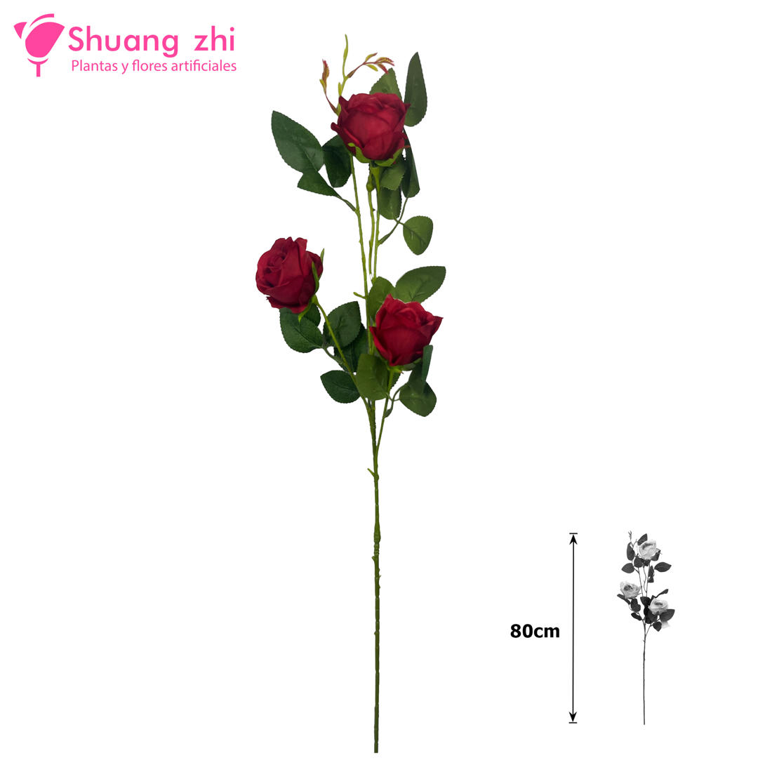 Flor largo 80cm Rosa Color Rojo?1787631036