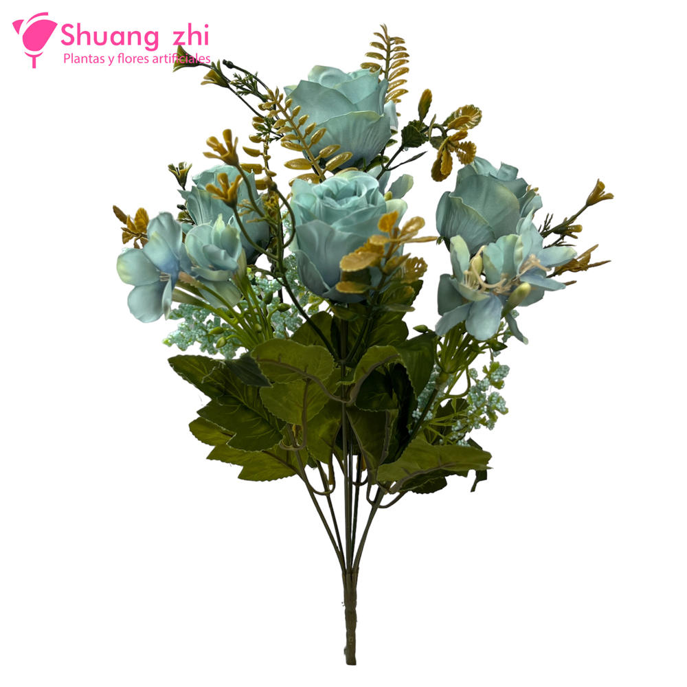 Flor ramo santos 37cm 7 cabezas Azul?1787602078