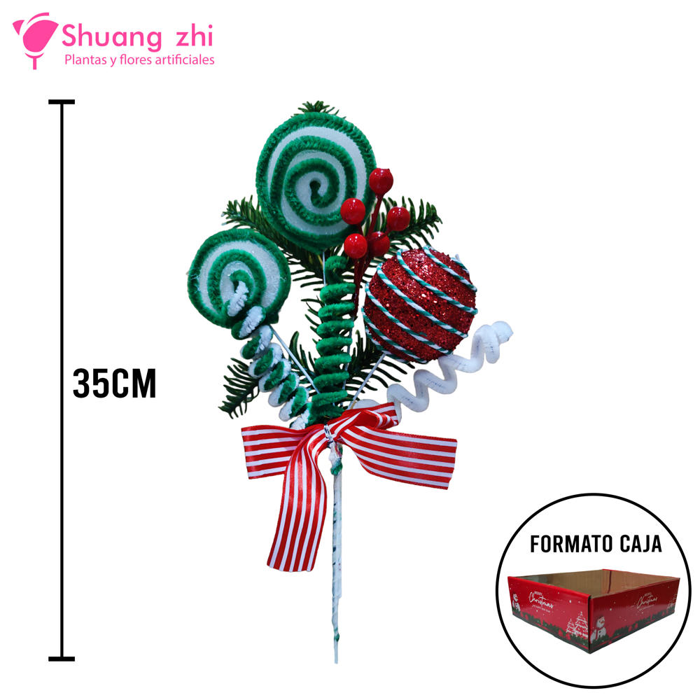 Pin Decoración Paleta Navideña 35CM color Verde?1787602765
