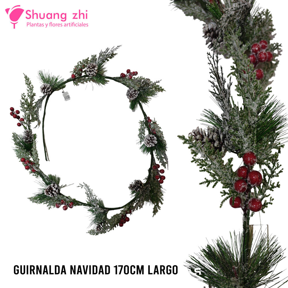 GUIRNALDA PINO NAVIDAD 170CM CON ACEBO?1787602581