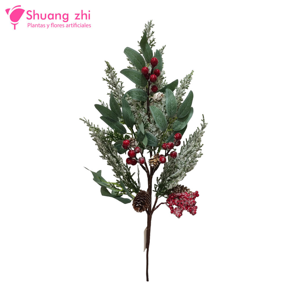 Rama acebo 55cm con Pi?a Acebo Nevado?1787602575