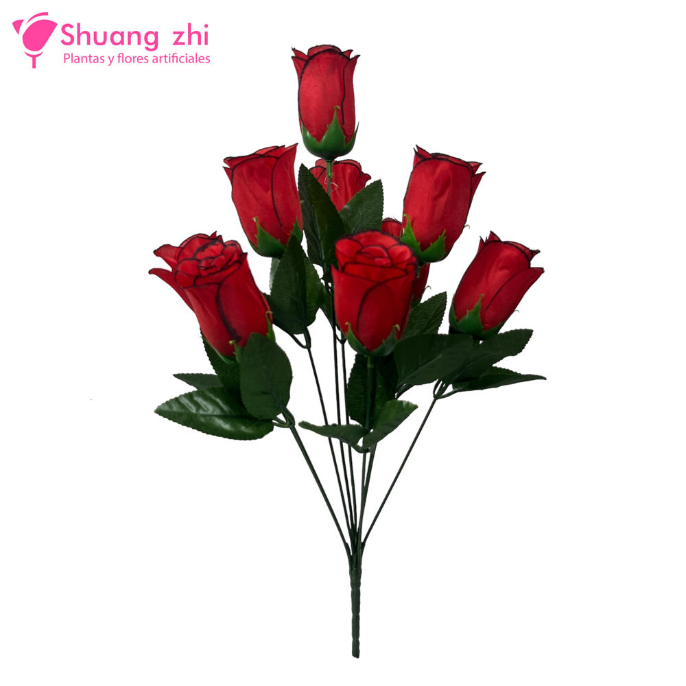 Flor santo ramo 45cm 9 Cabezas Color Rojo borde Negro?1787610783