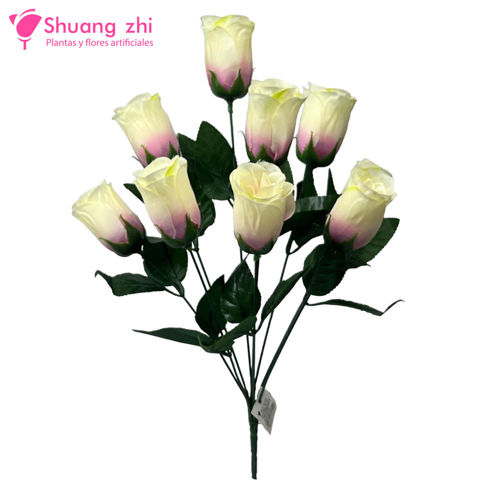 Flor santo ramo 45cm 9 Cabezas Color Beige/Rosa?1787610729