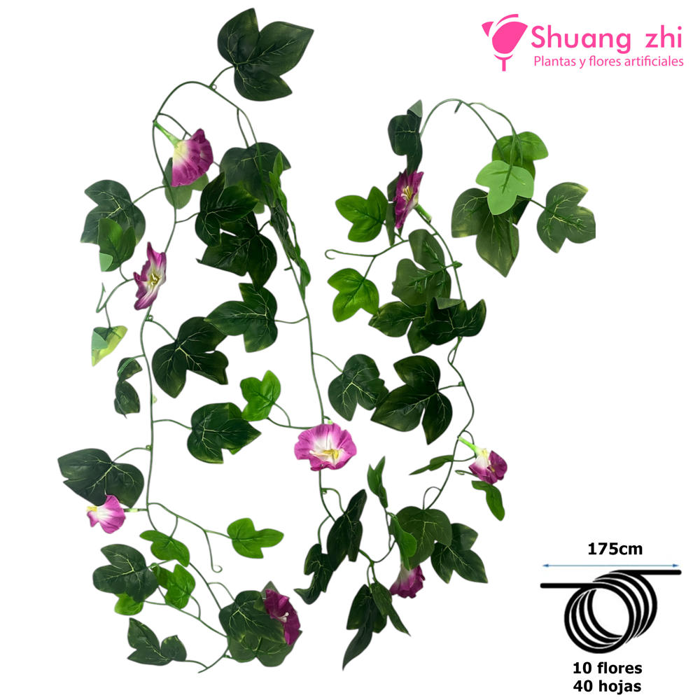 Tira de Flores con hoja Verde 175CM Color Fucsia?1787597964