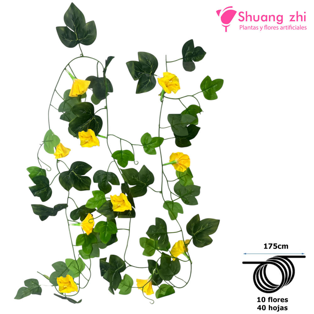 Tira de Flores con hoja Verde 175CM Color Amarillo?1787597875