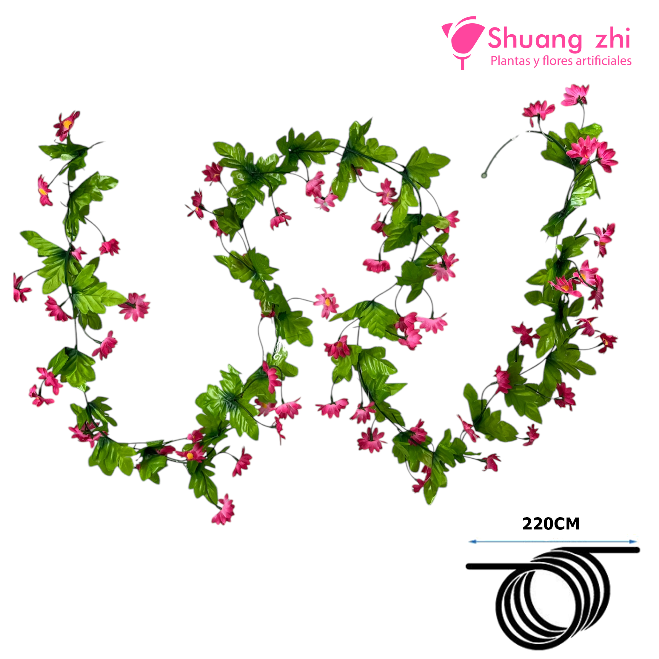 Tira de Flores margarita 220CM Color Fucsia?1787597929
