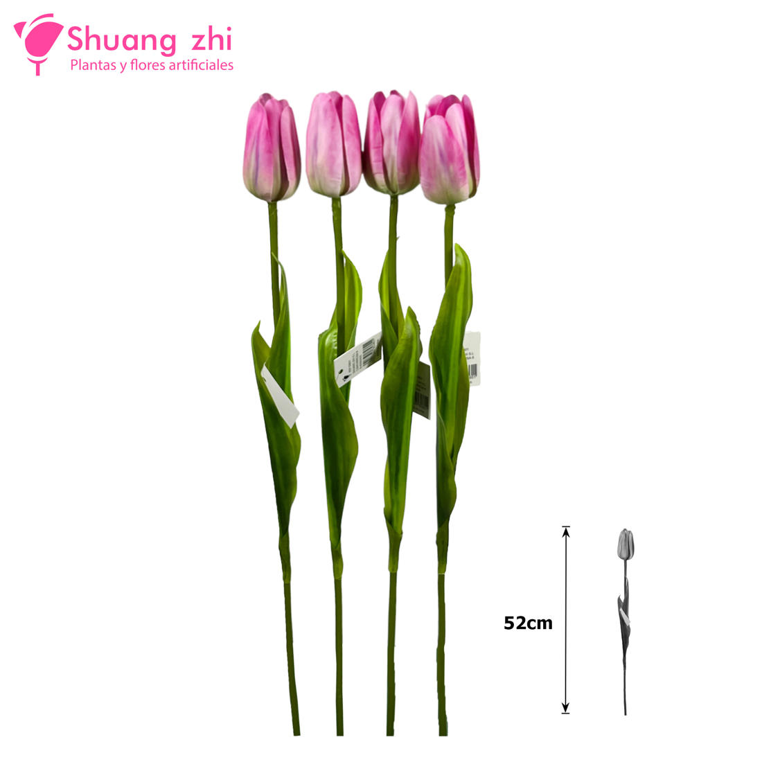 Flor Tulipán 52CM Silicona Color Rosa?1787605444