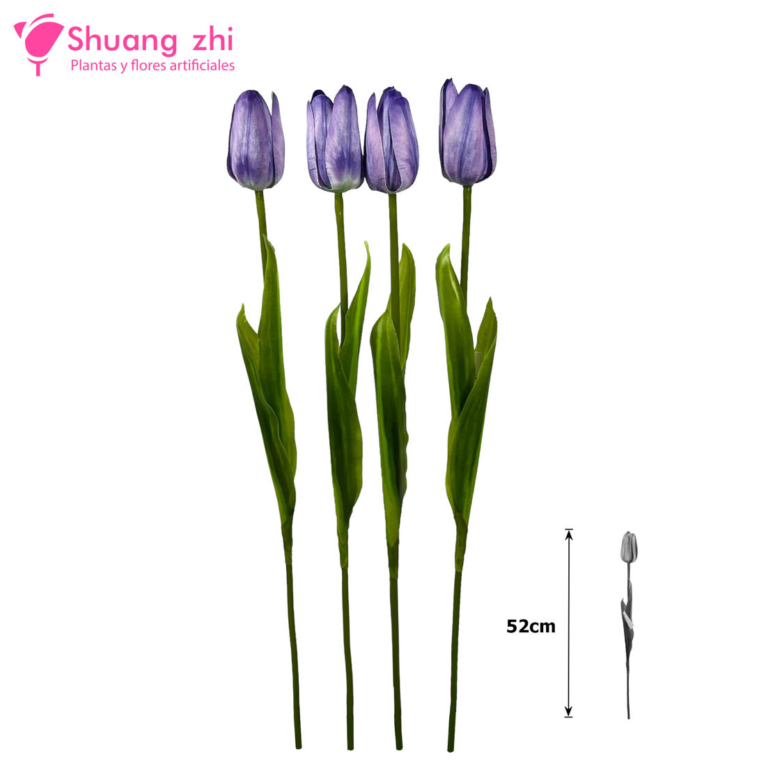 Flor Tulipán 52CM Silicona Color Lila?1787618627
