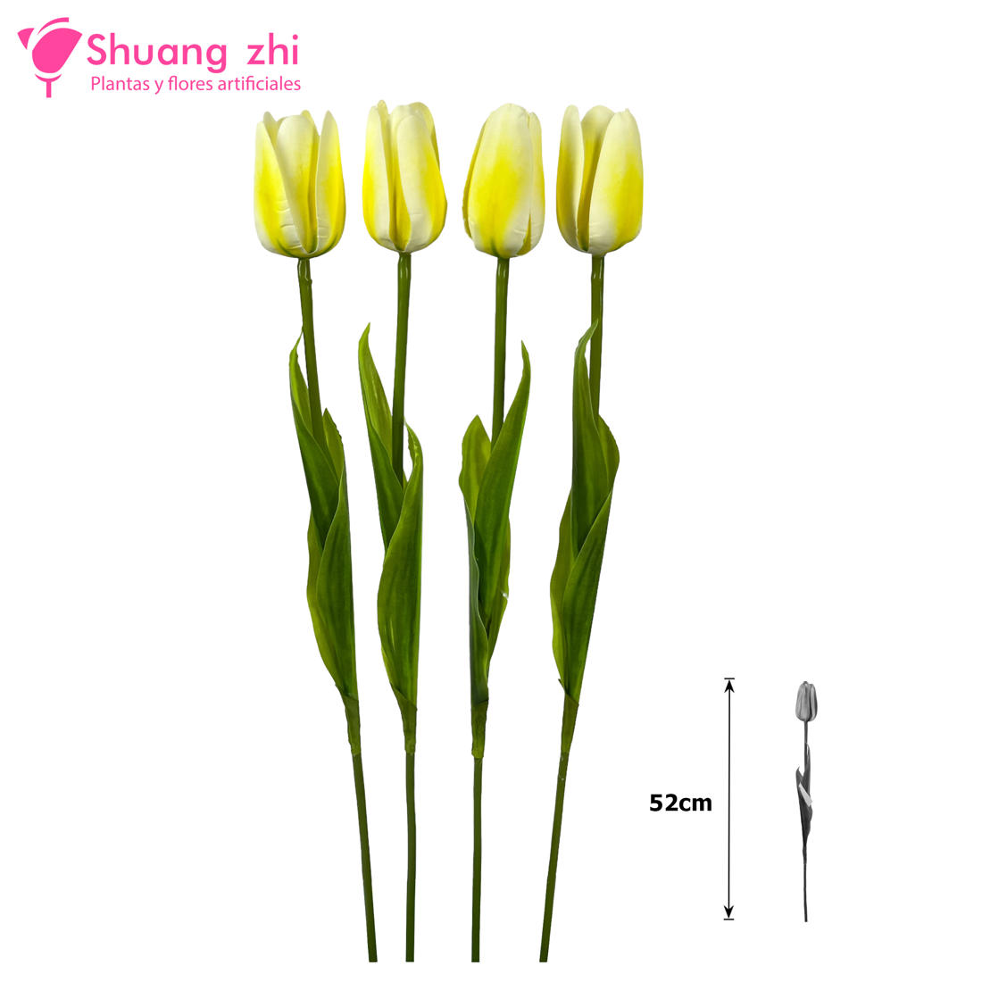 Flor Tulipán 52CM Silicona Color Amarillo?1787636418