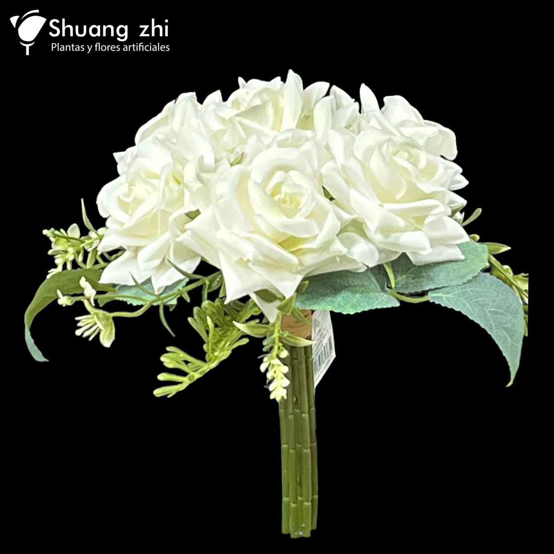 Flor Ramo Novia 23CM 7 Cabezas Color Blanco?1787621399
