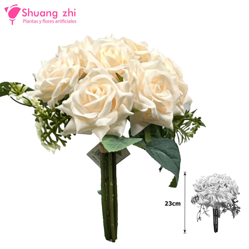 Flor Ramo Novia 23CM 7 Cabezas Color Beige?1787614075