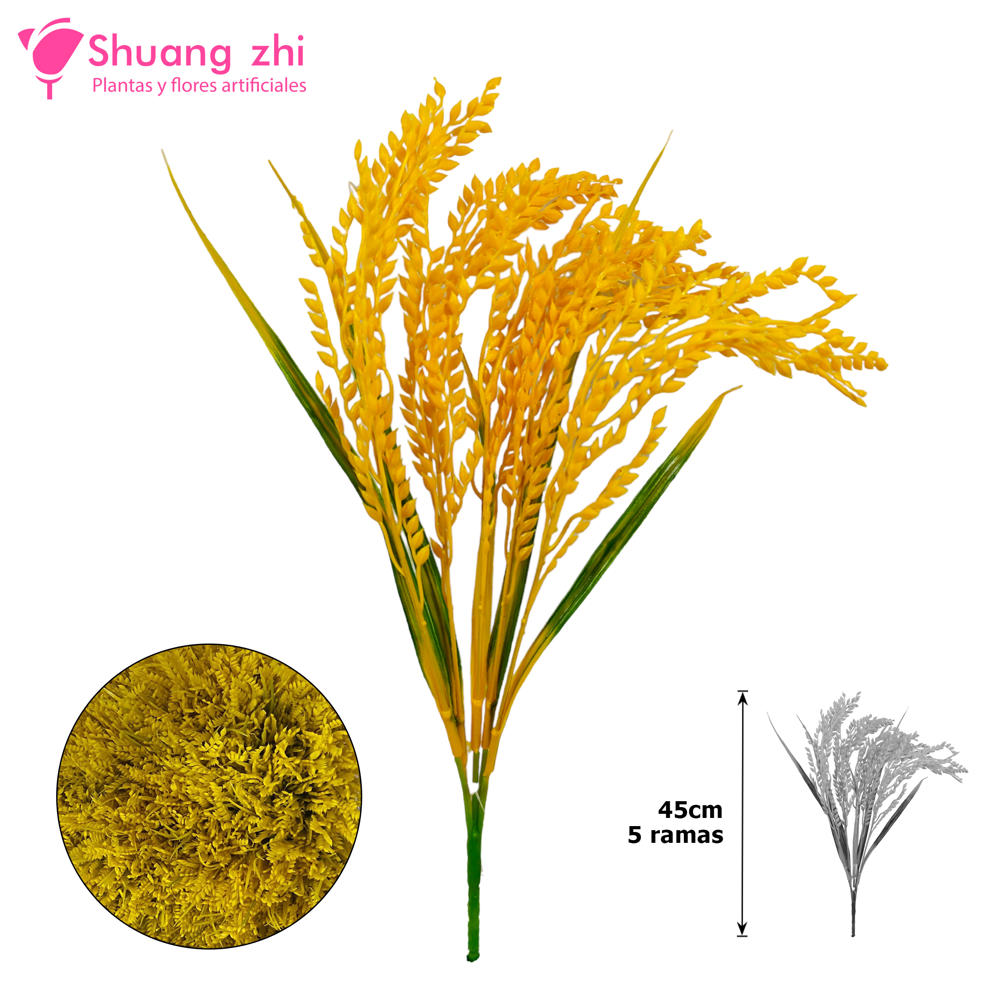 Rama Espiga de Trigo 45CM 5 Ramas Amarillo Completo?1787615487