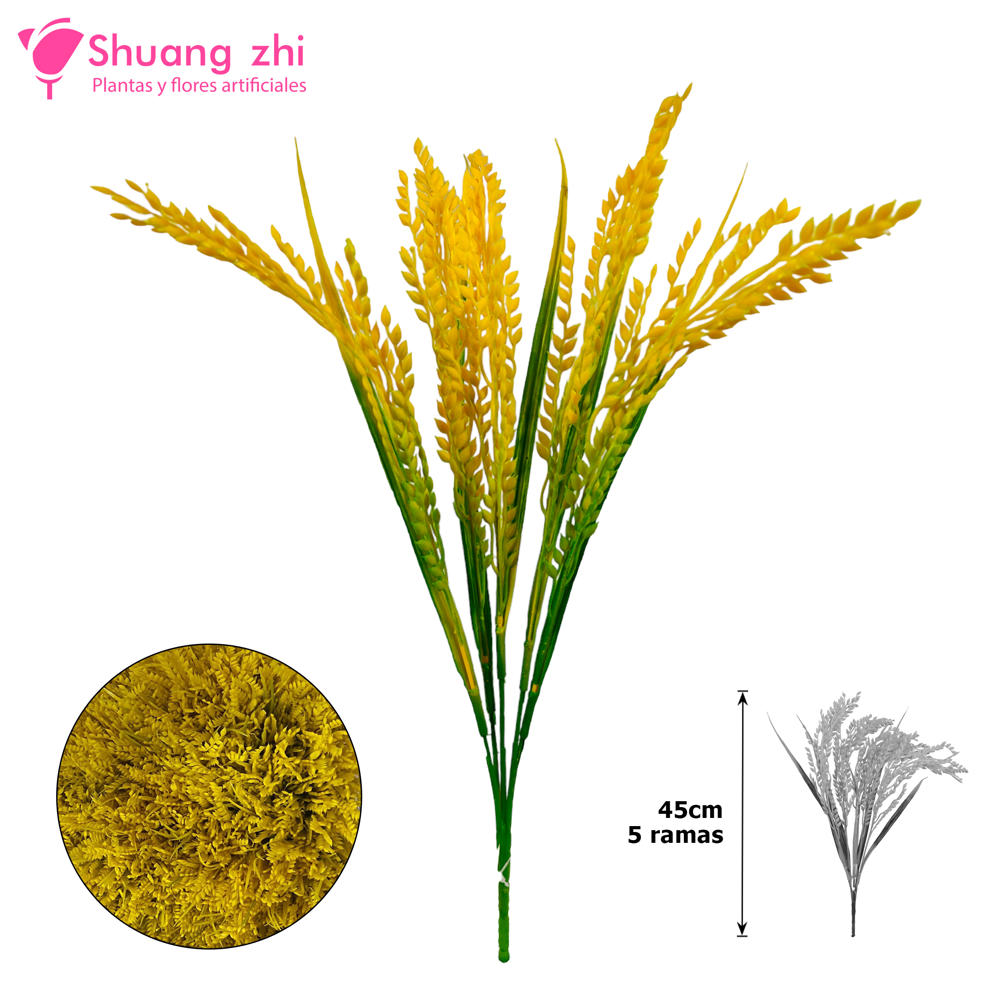 Rama Espiga de Trigo 45CM 5 Ramas Amarillo/Verde?1787606464