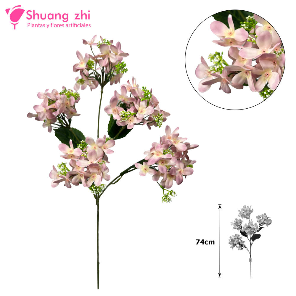 Flor Largo Hortensia 74CM Color Rosa claro?1787610219