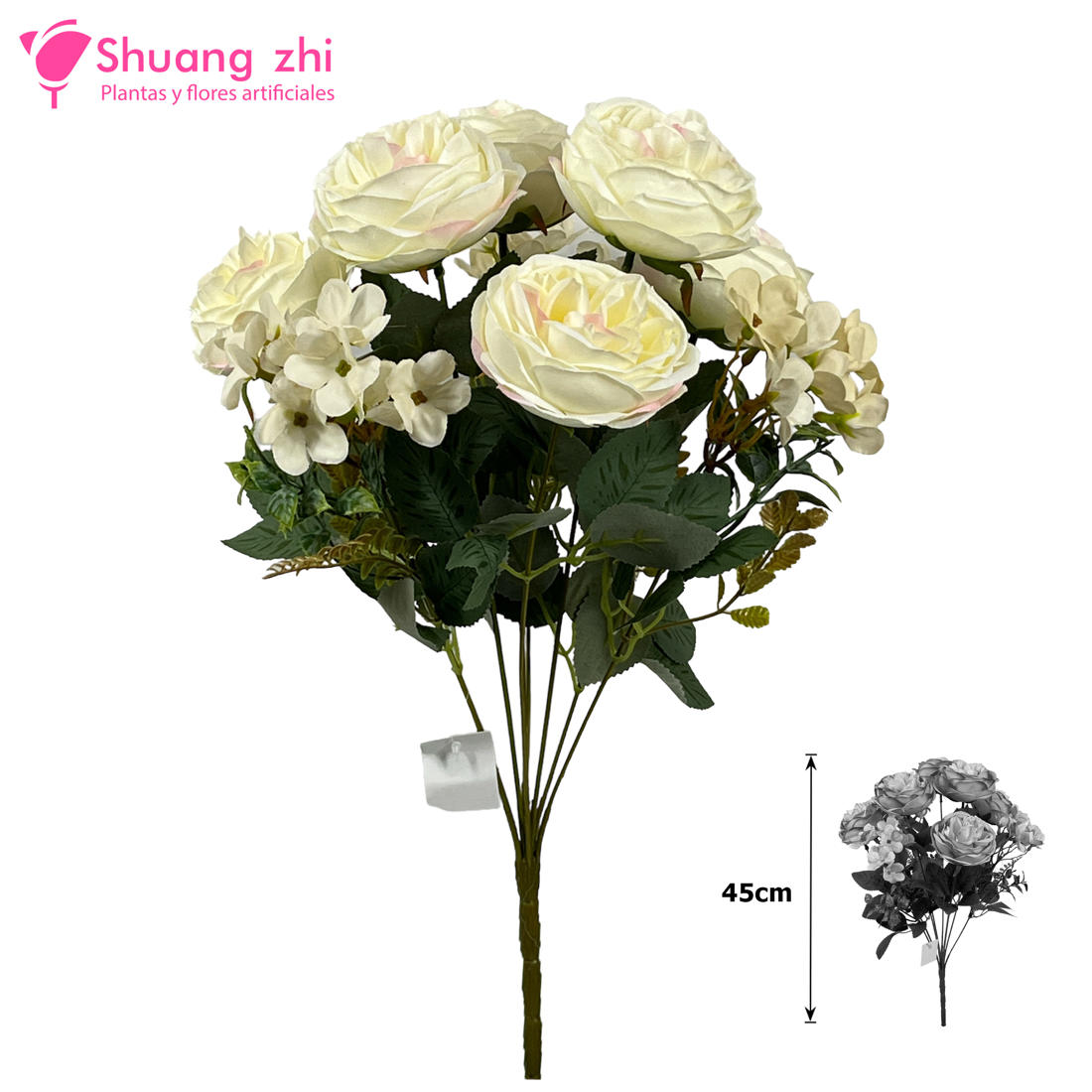 Ramo Peonia 45CM 9 Cabezas Color Beige?1787609905