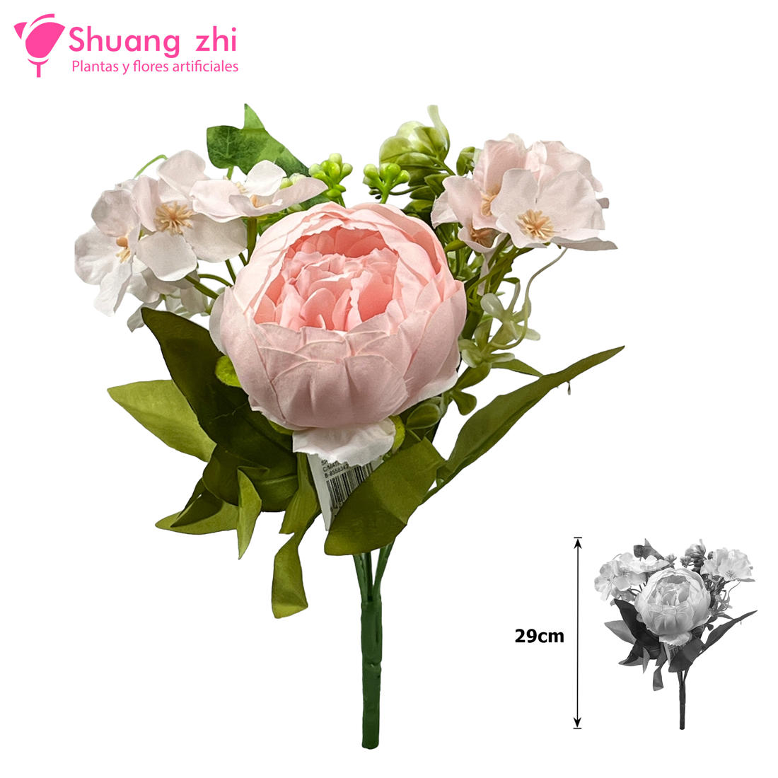 Flor Ramo Novia 29CM 5 Cabezas Color Rosa?1787601879