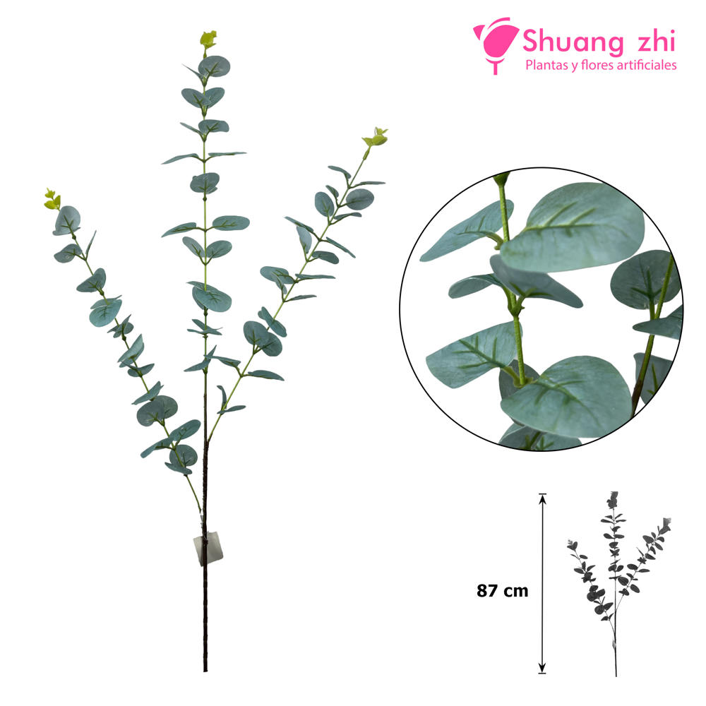 Flor larga Rama de Eucalipto 87CM Turquesa?1787604999
