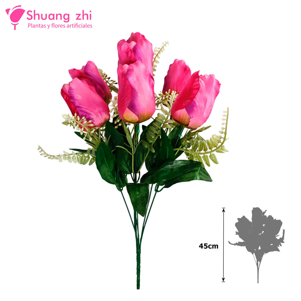 Ramo santos Tulipan 45cm 7 cabezas Color Fucsia?1787606024