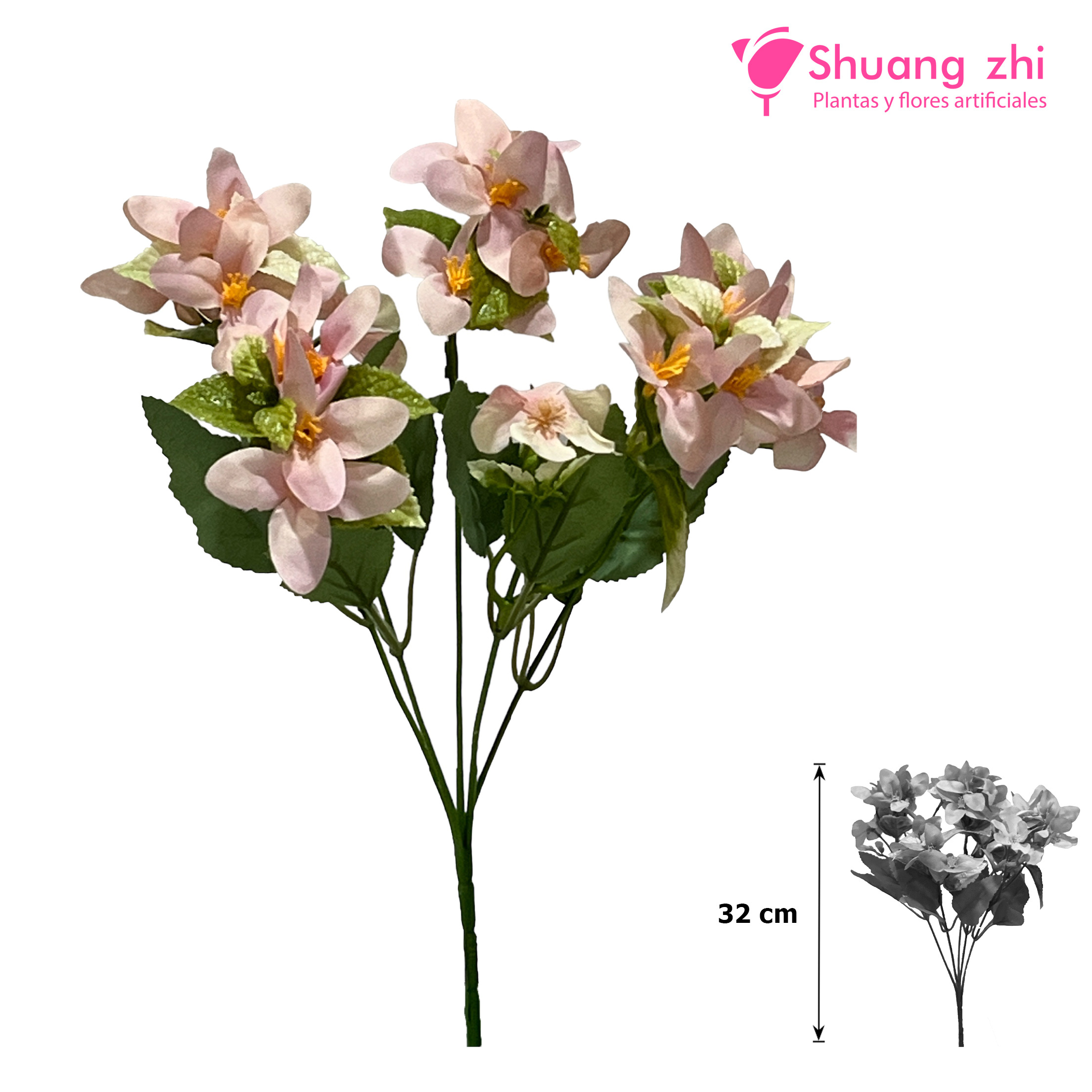 Flor Mini 5 Ramas 32CM Color Rosa?1787621842