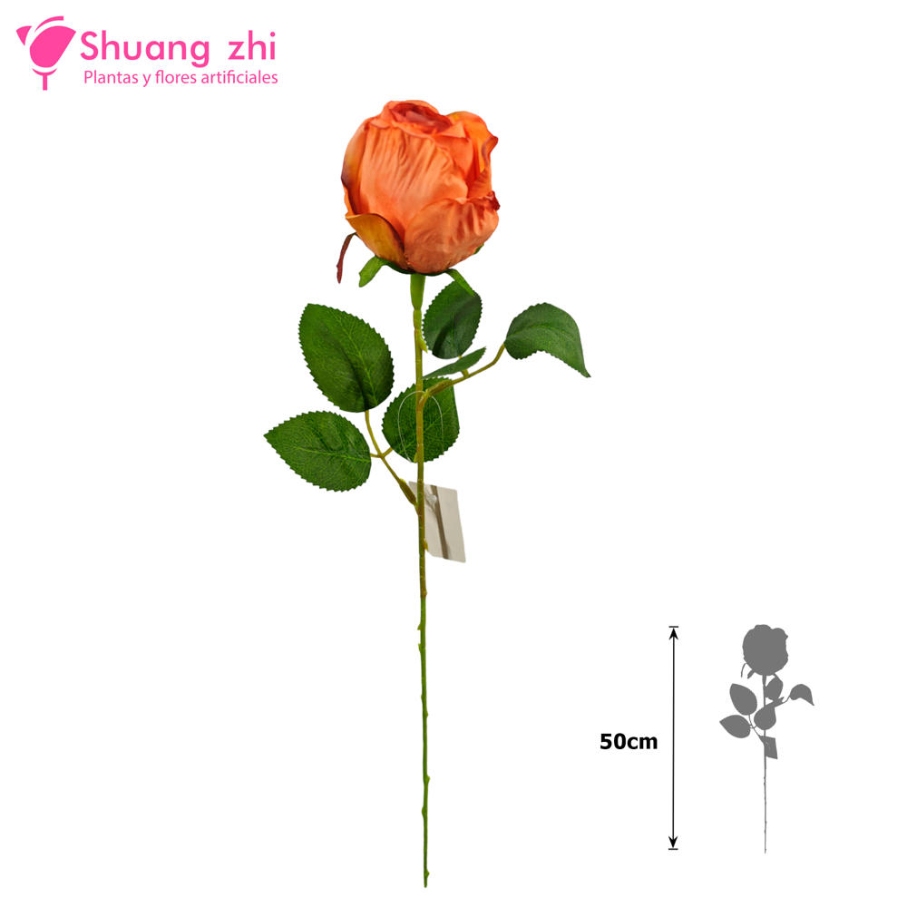 Flor largo Capullo Rosa 50CM Color Naranja?1787627381