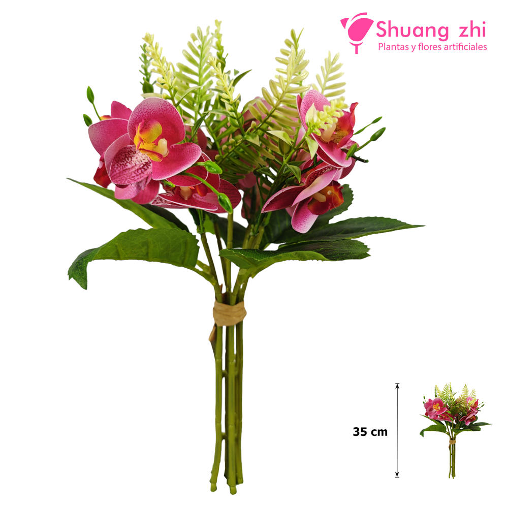 Ramillete de Flores Tacto realista 35CM Fucsia?1787602274