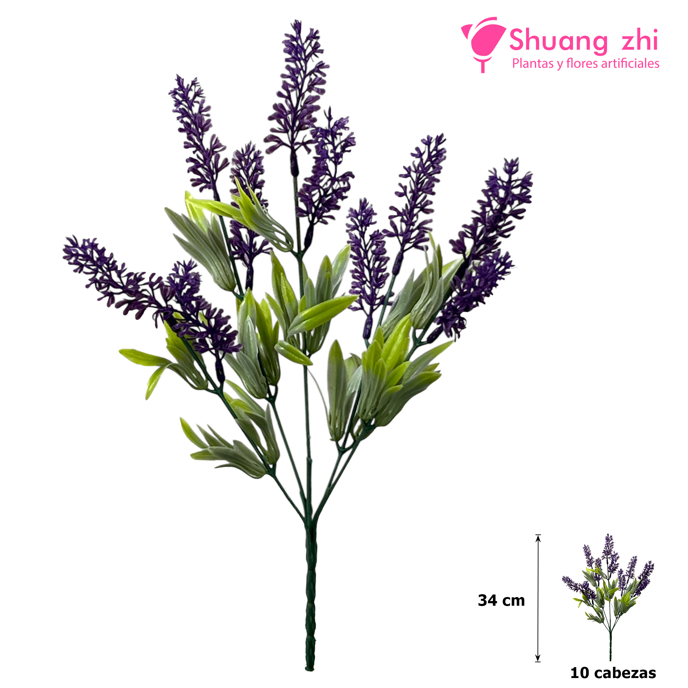 Flor mini lavanda 34cm 10 cabezas?1787604076