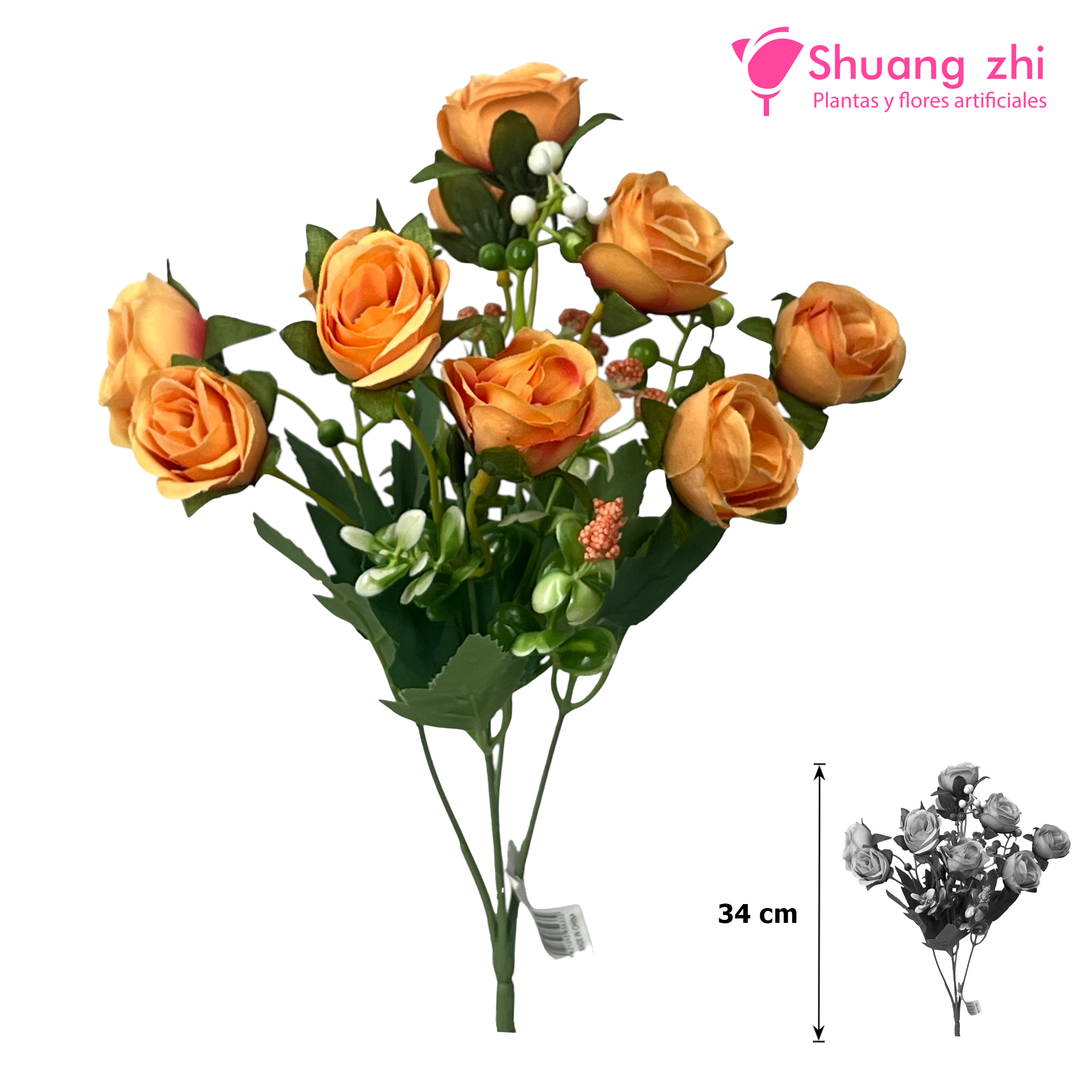 Flor mini Ref 332 34CM Color Naranja?1787604029