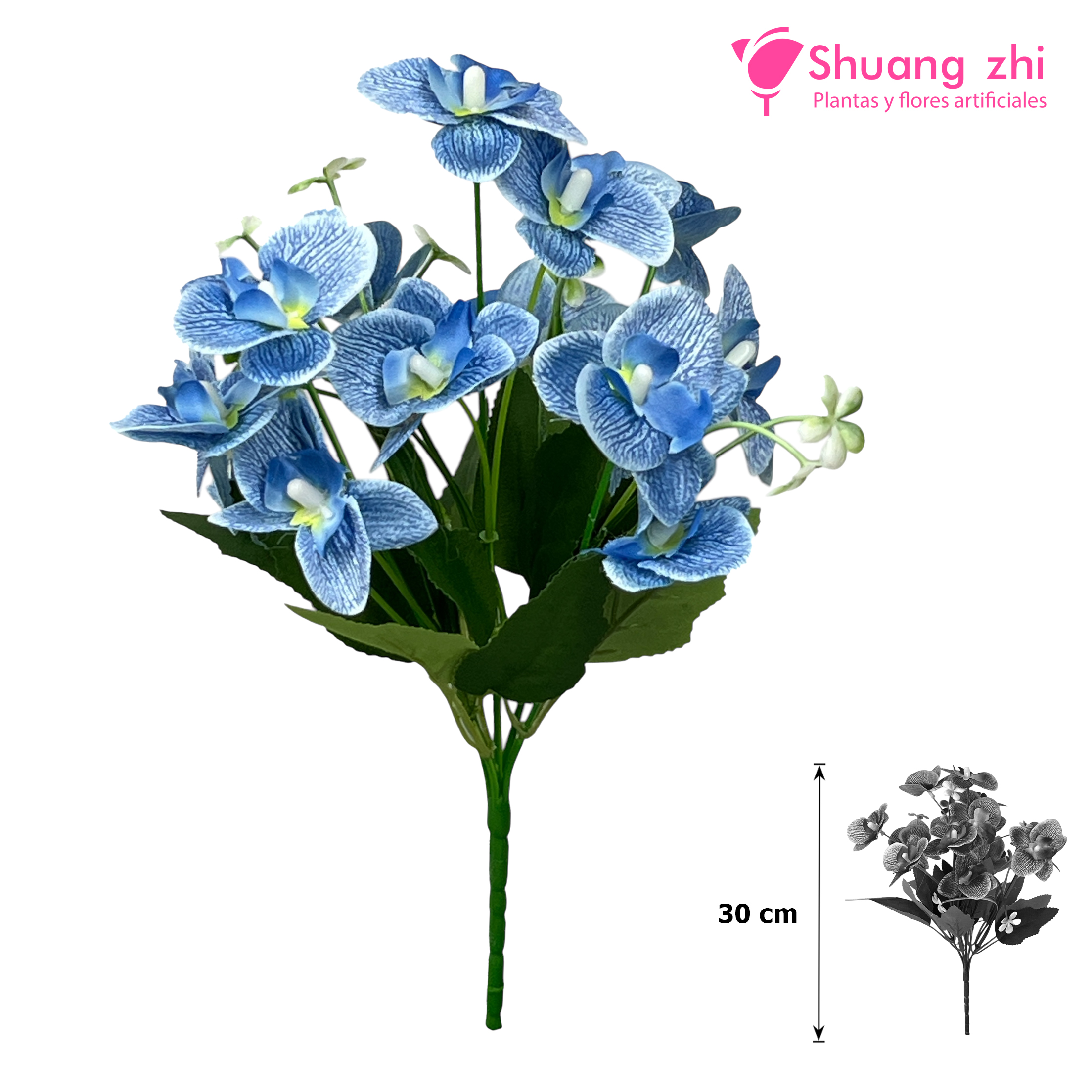 Flor mini Orquídea 30CM Color Azul?1787635458