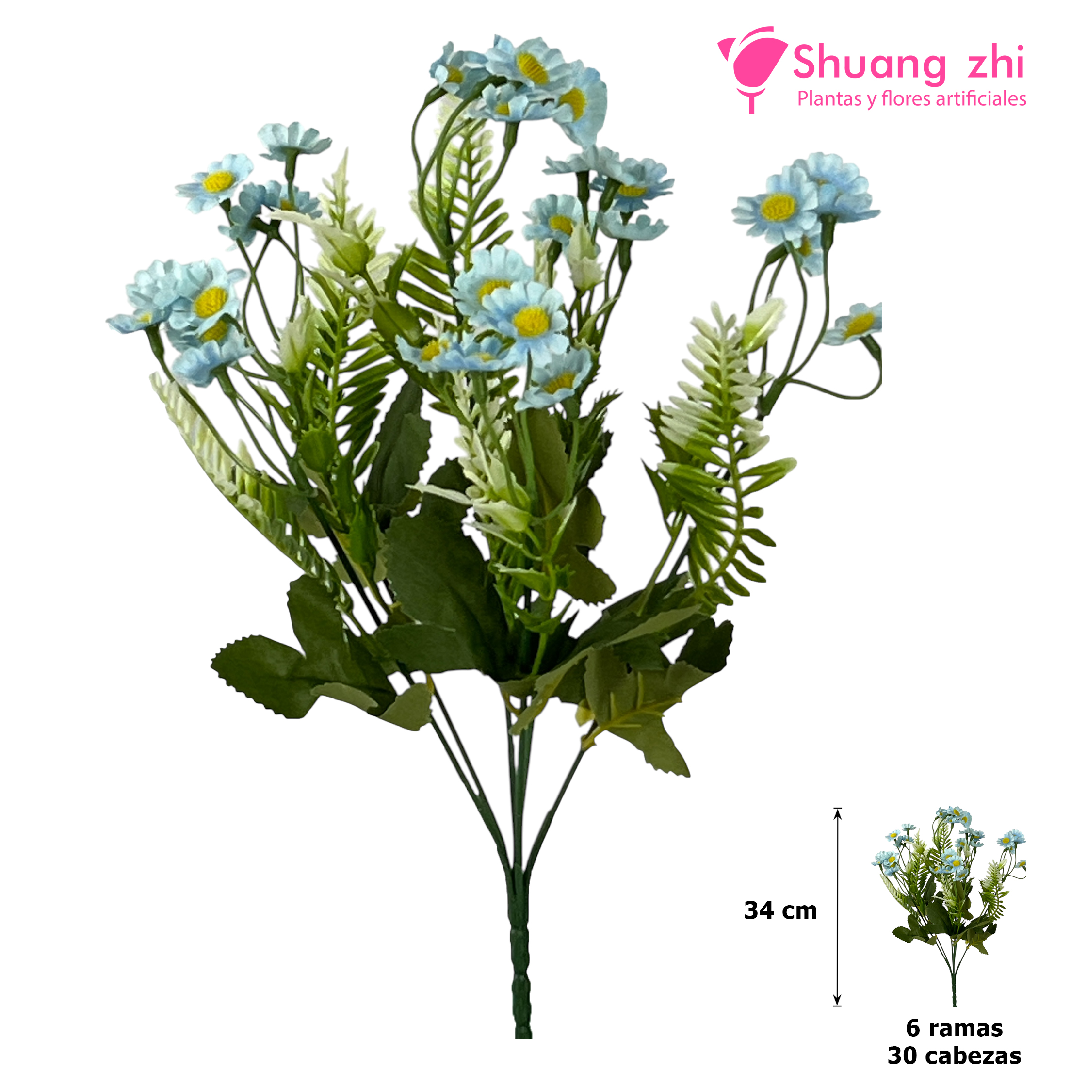 Flor mini margarita Color Azul 34CM?1787632153