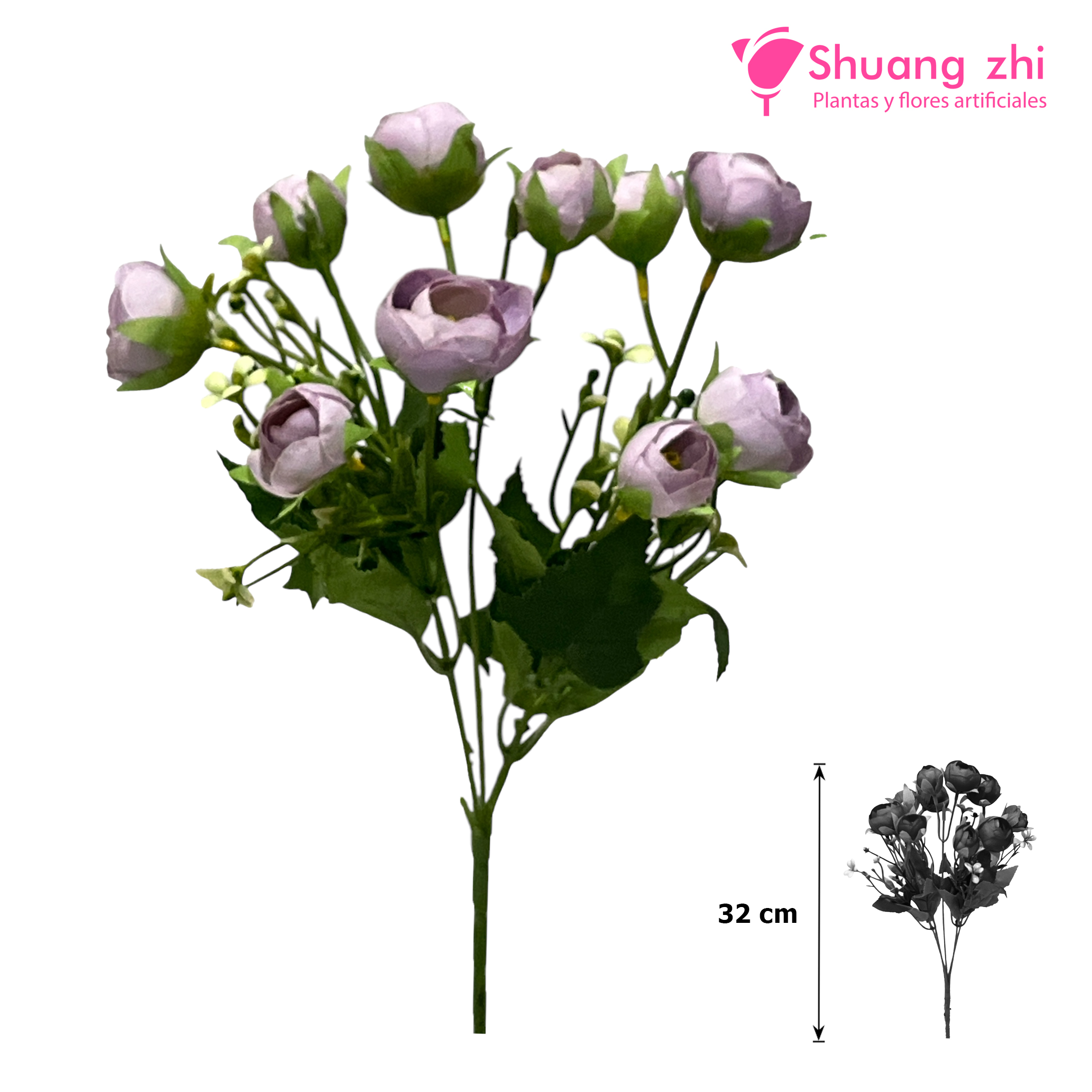 Flor mini camelia 32CM Color Lila?1787727890