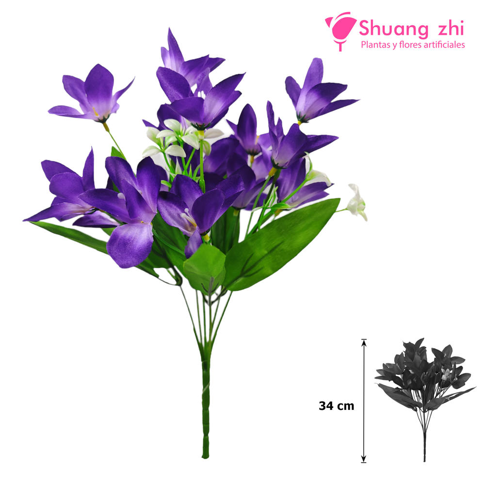 Flor Ramo Mini Lirio 34CM 6 RAMAS Color Morado?1787621755