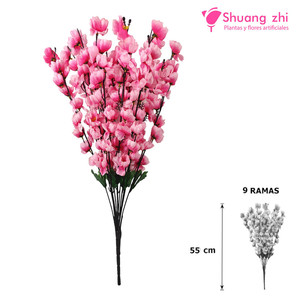 Flor Ramo Durazno 55CM 9 RAMAS Color Rosa?1787601791
