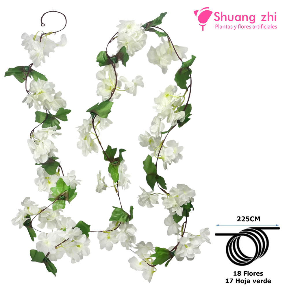 Tira de Flores con Hoja 225CM Color Blanco?1787601839