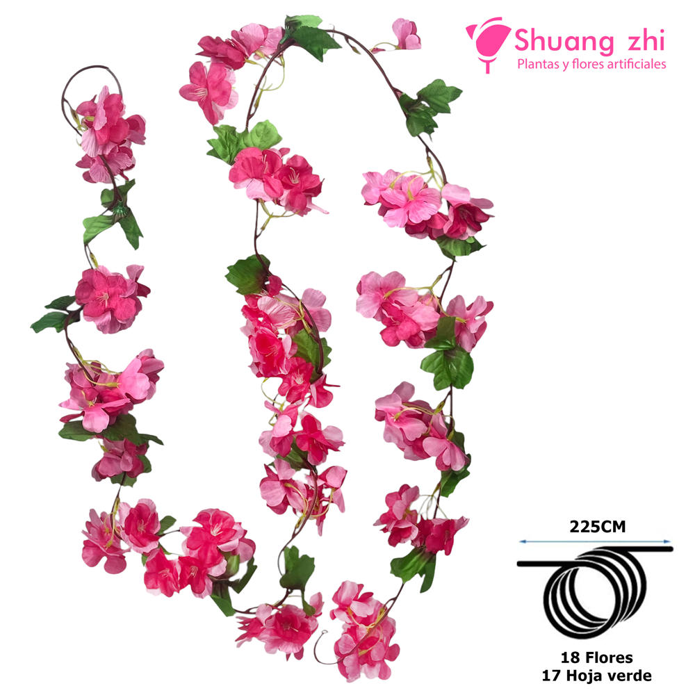 Tira de Flores con Hoja 225CM Color Fucsia?1787597979