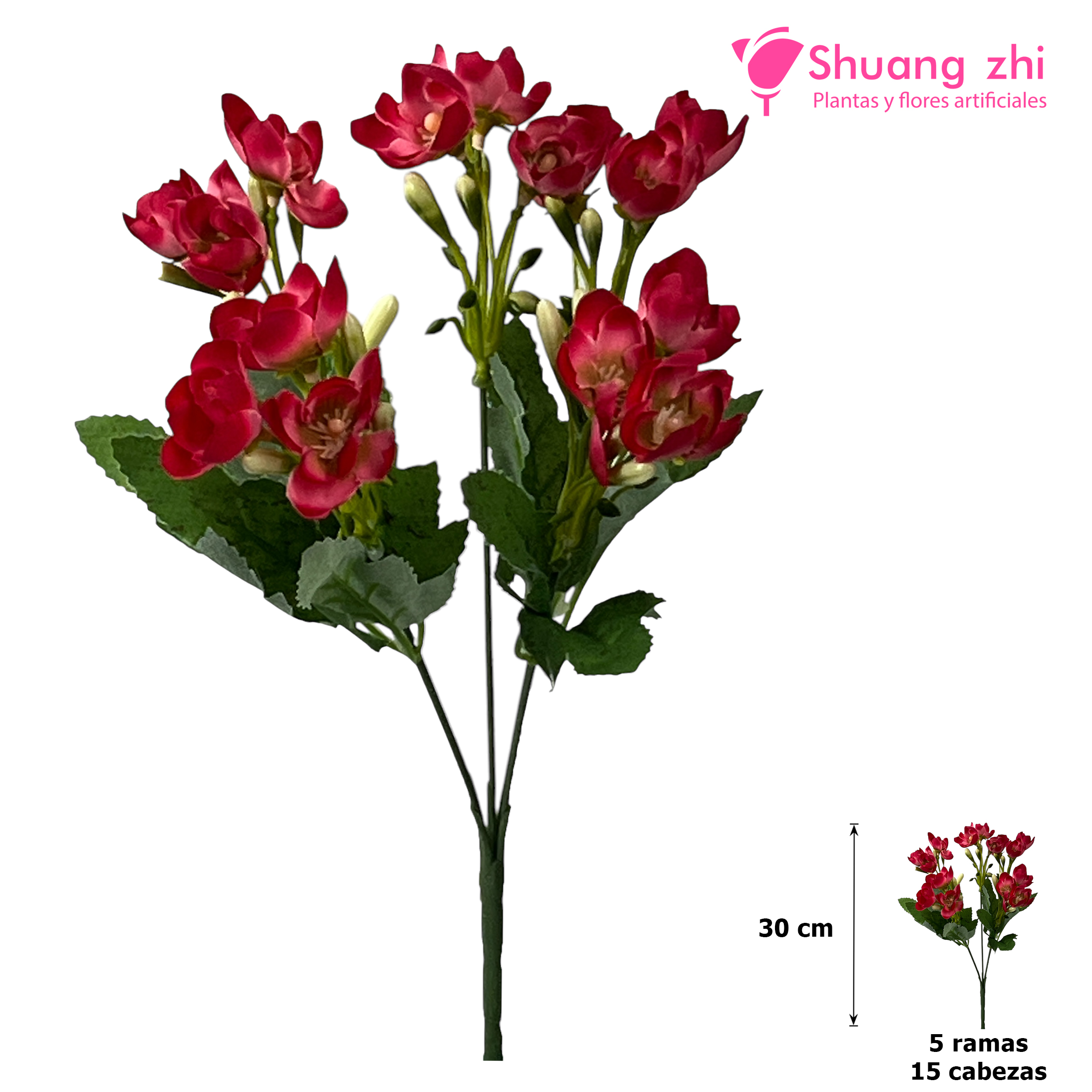 Flor mini 30CM 15 Cabezas Color Rojo?1787727714