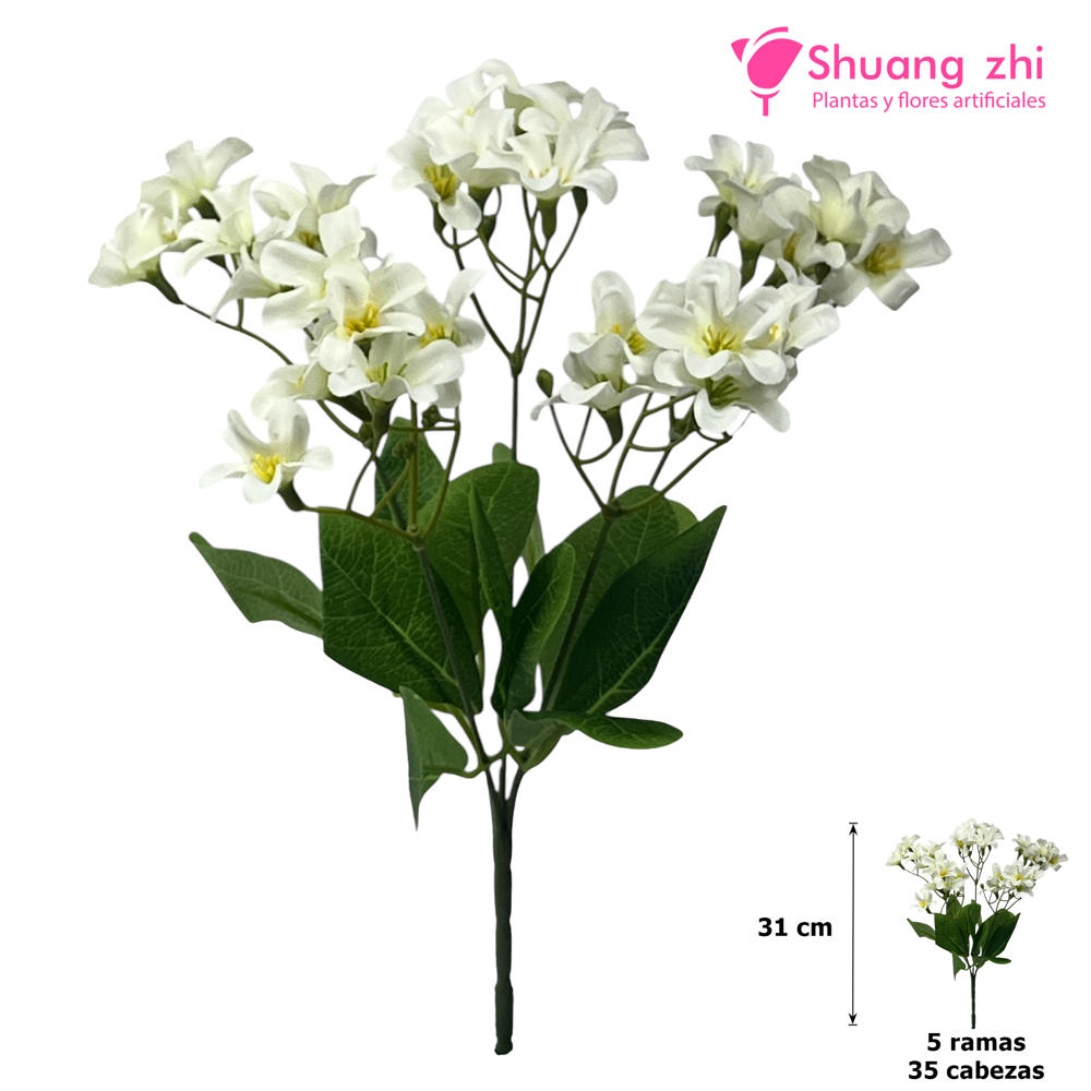 Flor mini 31CM 5 Ramas 35 Cabezas Color Blanco?1787601716