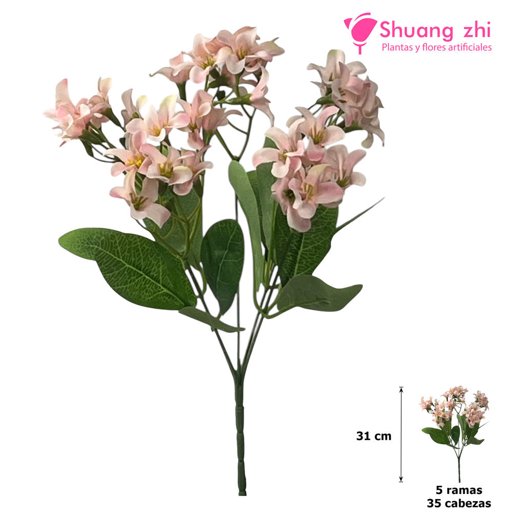 Flor mini 31CM 5 Ramas 35 Cabezas Color Rosa?1787613974