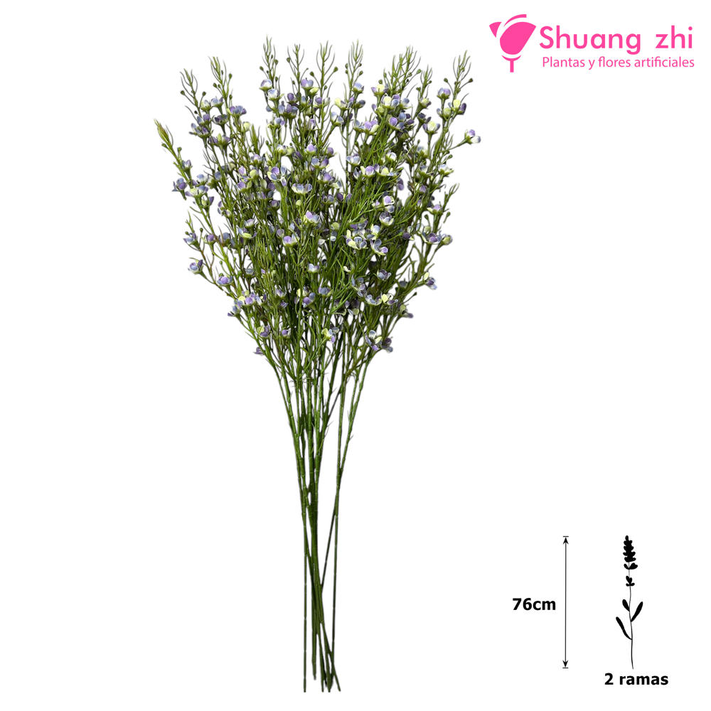 Rama Flor de Cera 76CM 2 Ramas Color Lila?1787618564