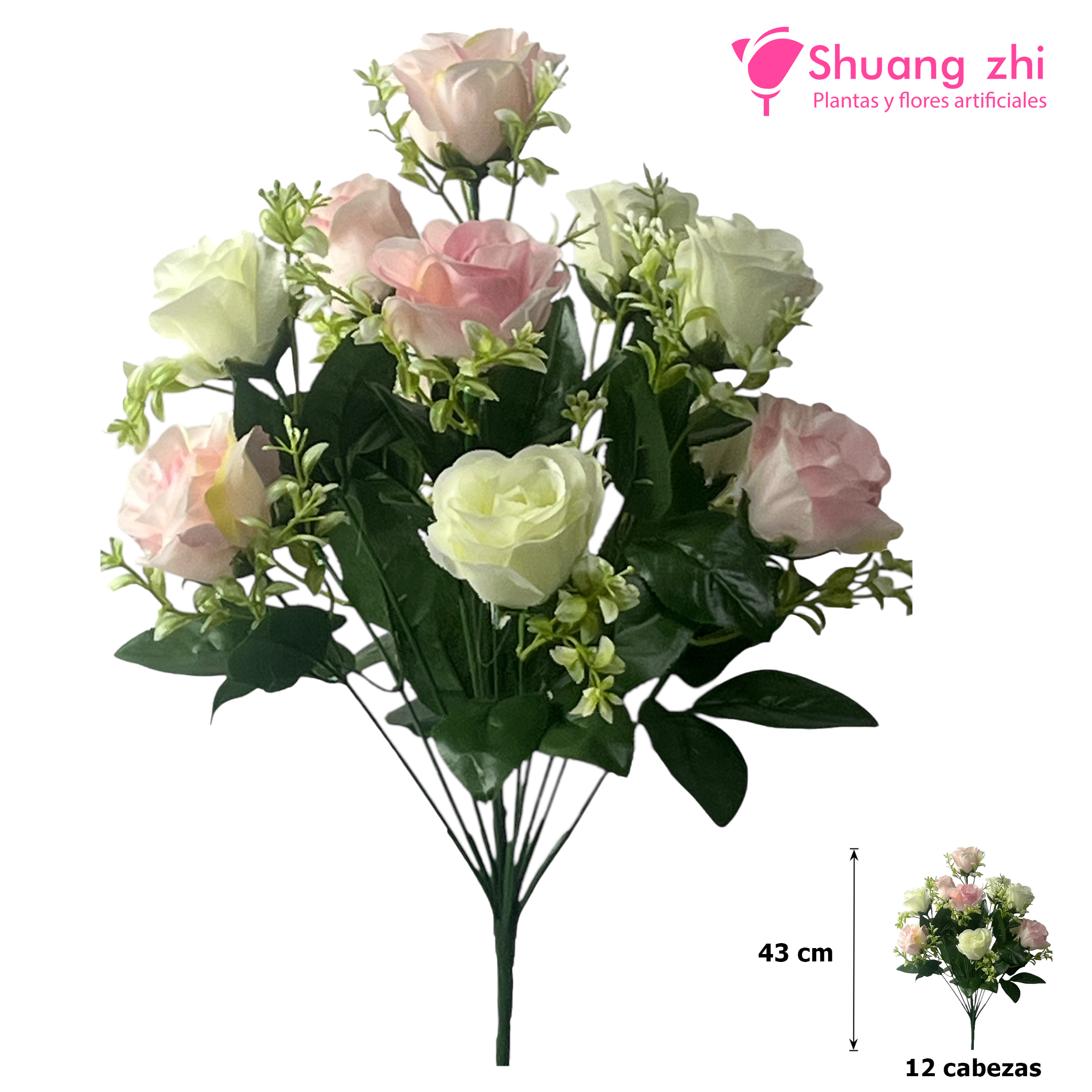 Ramo Santos 51CM 12 Cabezas Beige/rosa?1787602429