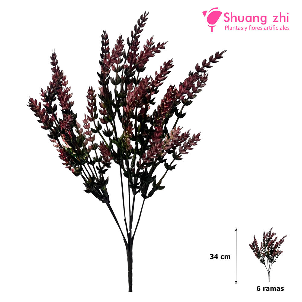 Flor mini lavanda 34CM 6 Ramas Color Granate?1787613742