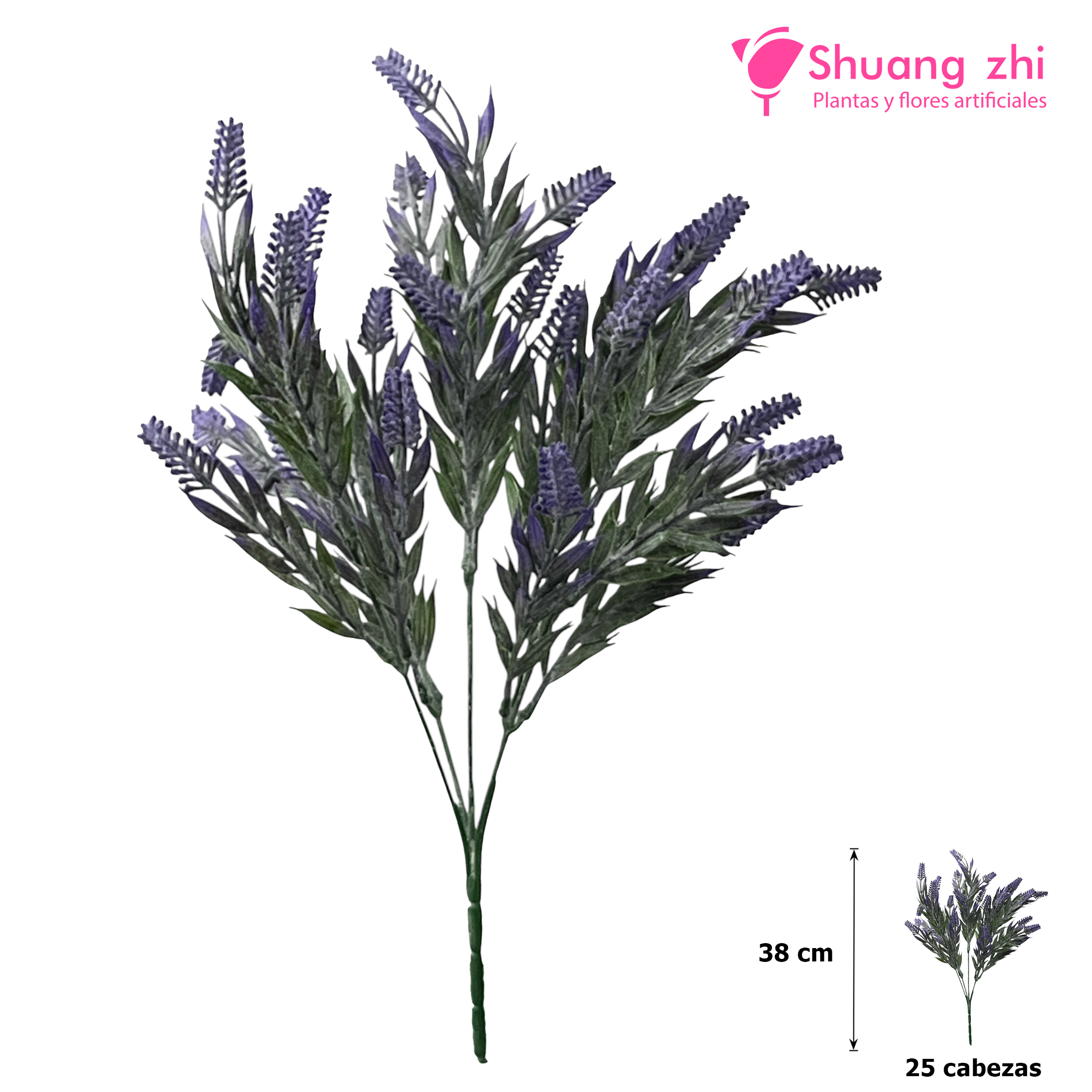 Flor mini Lavanda 38CM 25 Cabezas Amarillo?1787710510