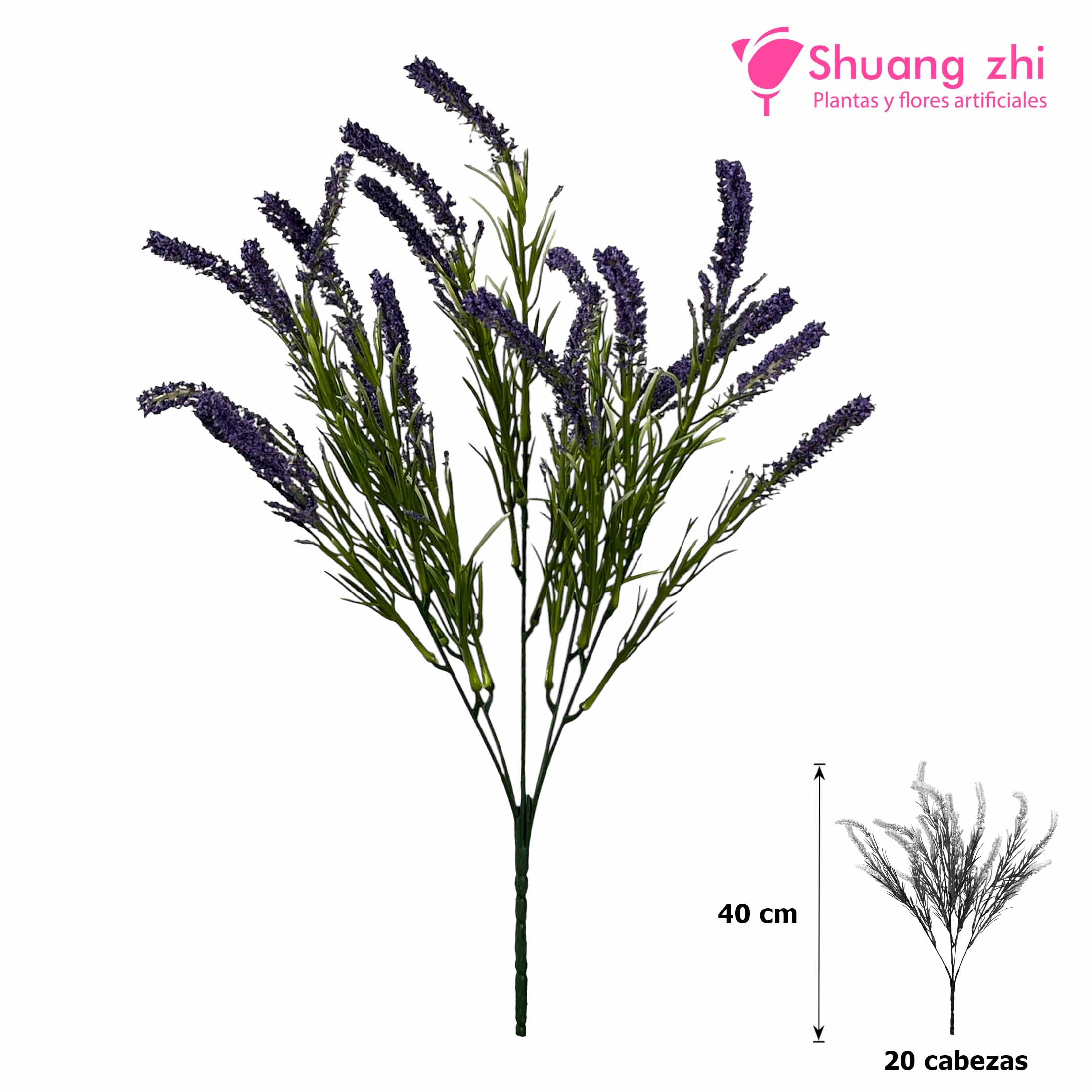 Flor mini Lavanda 40CM 20 Cabezas Lila?1787631088