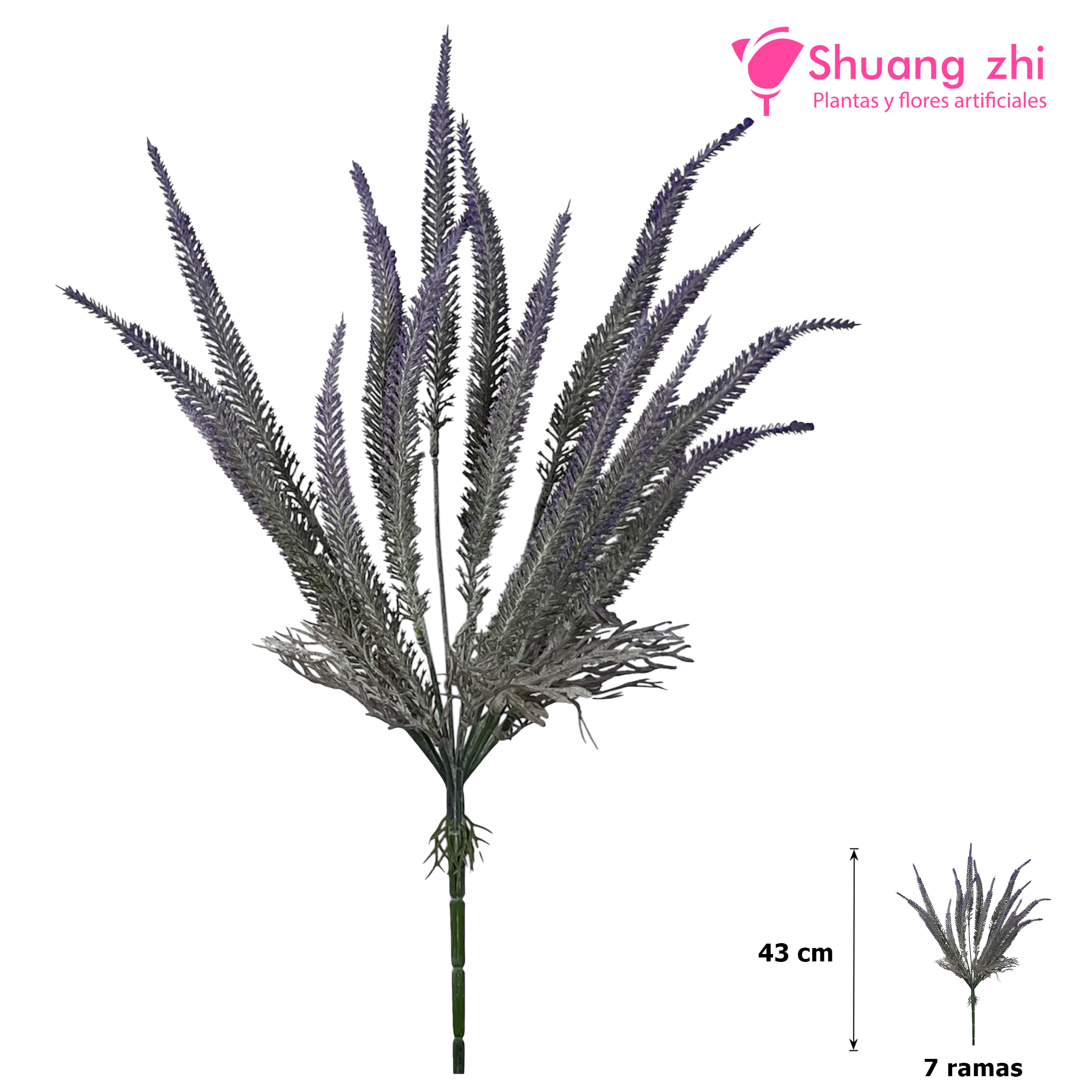 Flor Lavanda 43CM 7 Ramas Lila?1787630881