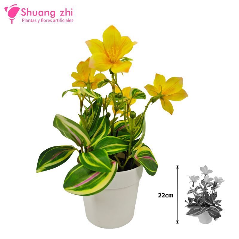 Flor maceta mini 22CM Cesta Ref : 4479 Color Amarillo?1787719433
